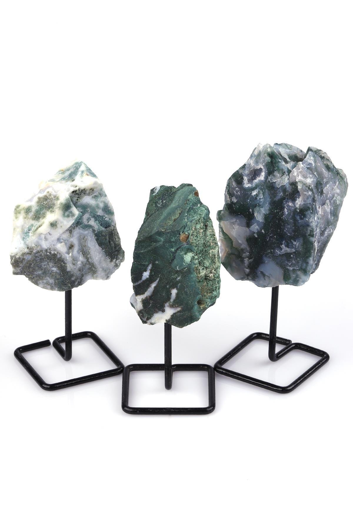 Yosun Akik Doğal Taş Standlı Parça