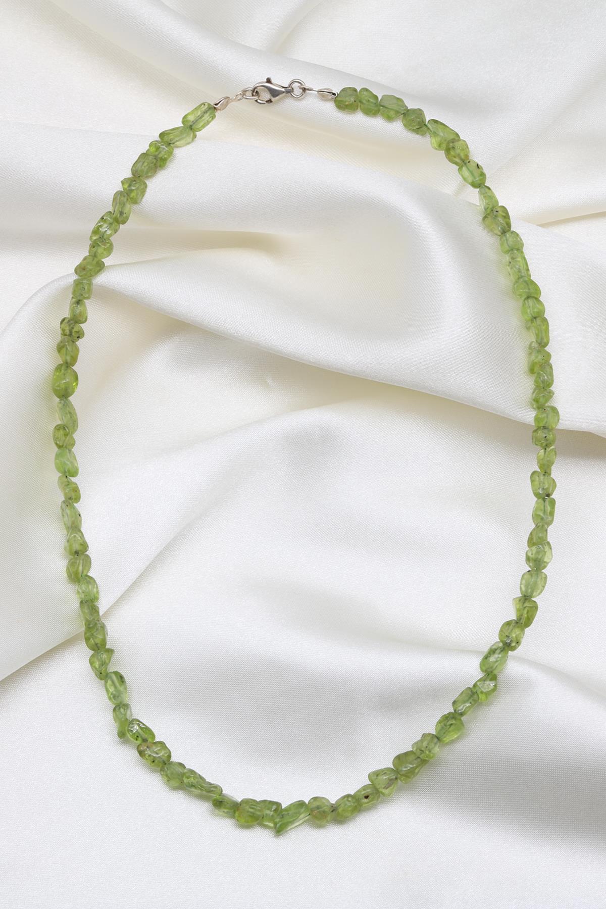 Zebercet Doğal Taş 925 Ayar Gümüş Şekilsiz Kesim Kolye