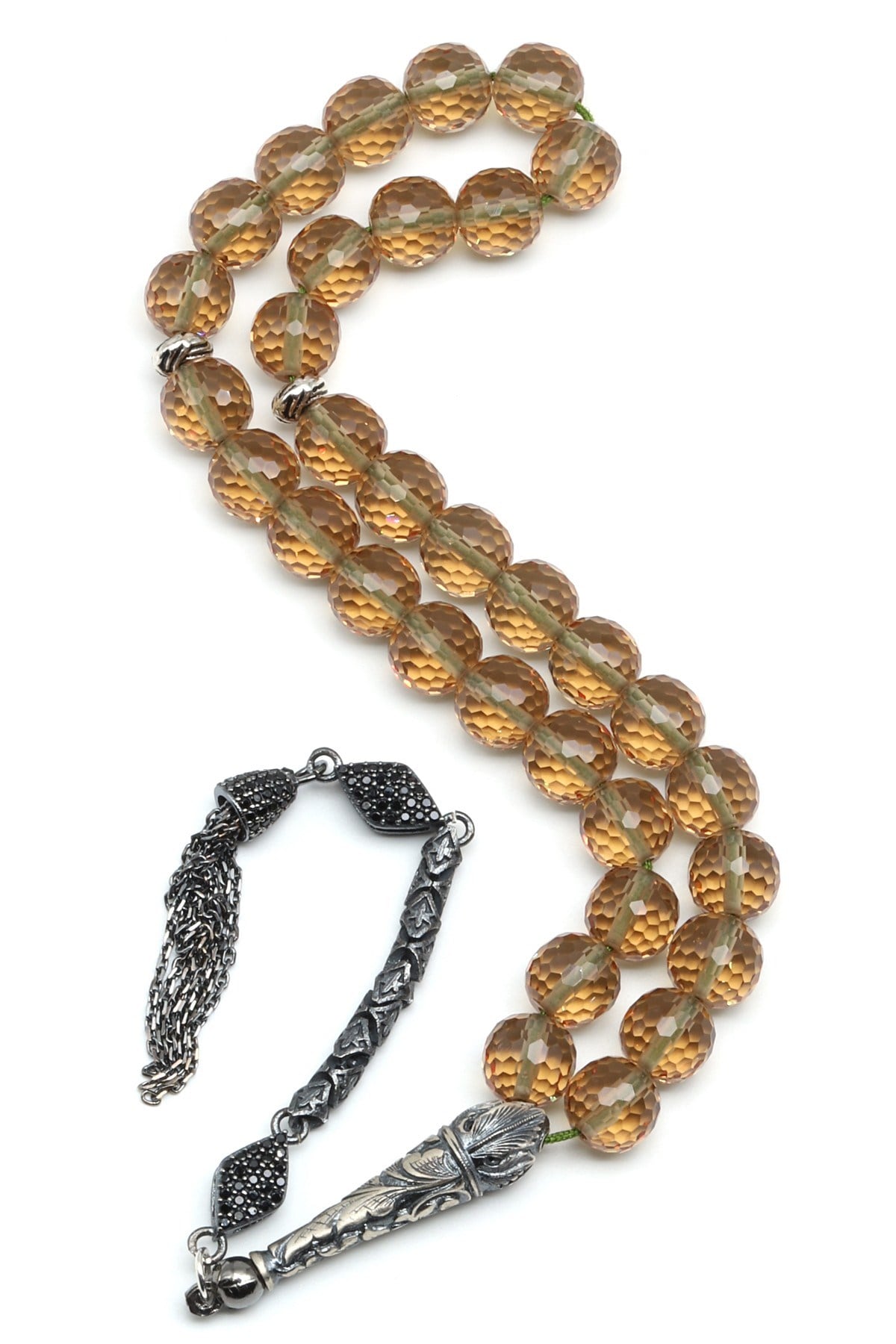 Zultanit 925 Ayar Gümüş 8 mm Küre Kesim Tesbih - T-1927