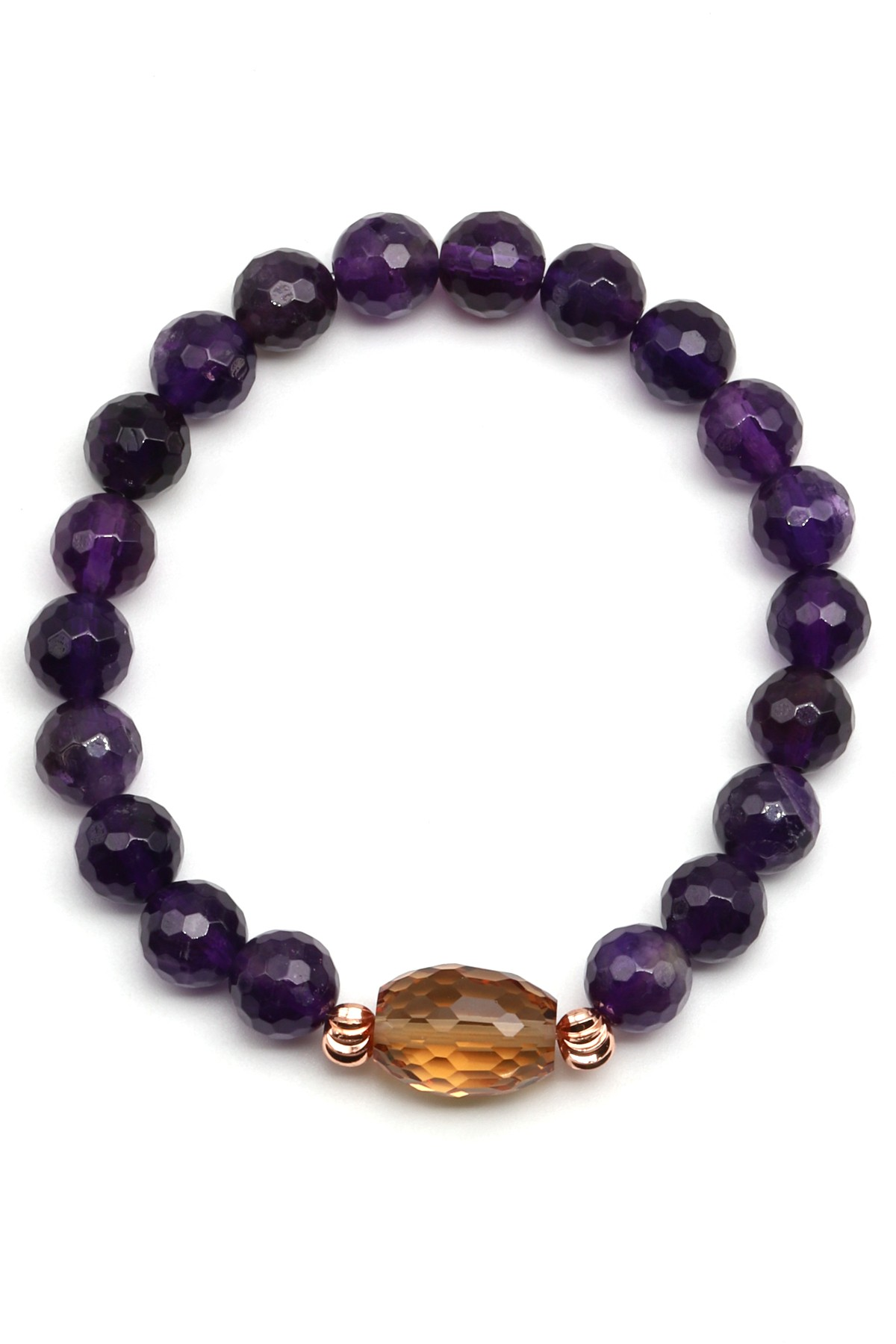 Zultanit-Ametist Doğal Taş Bileklik 8 mm Fasetli Küre Kesim - BLK-2281