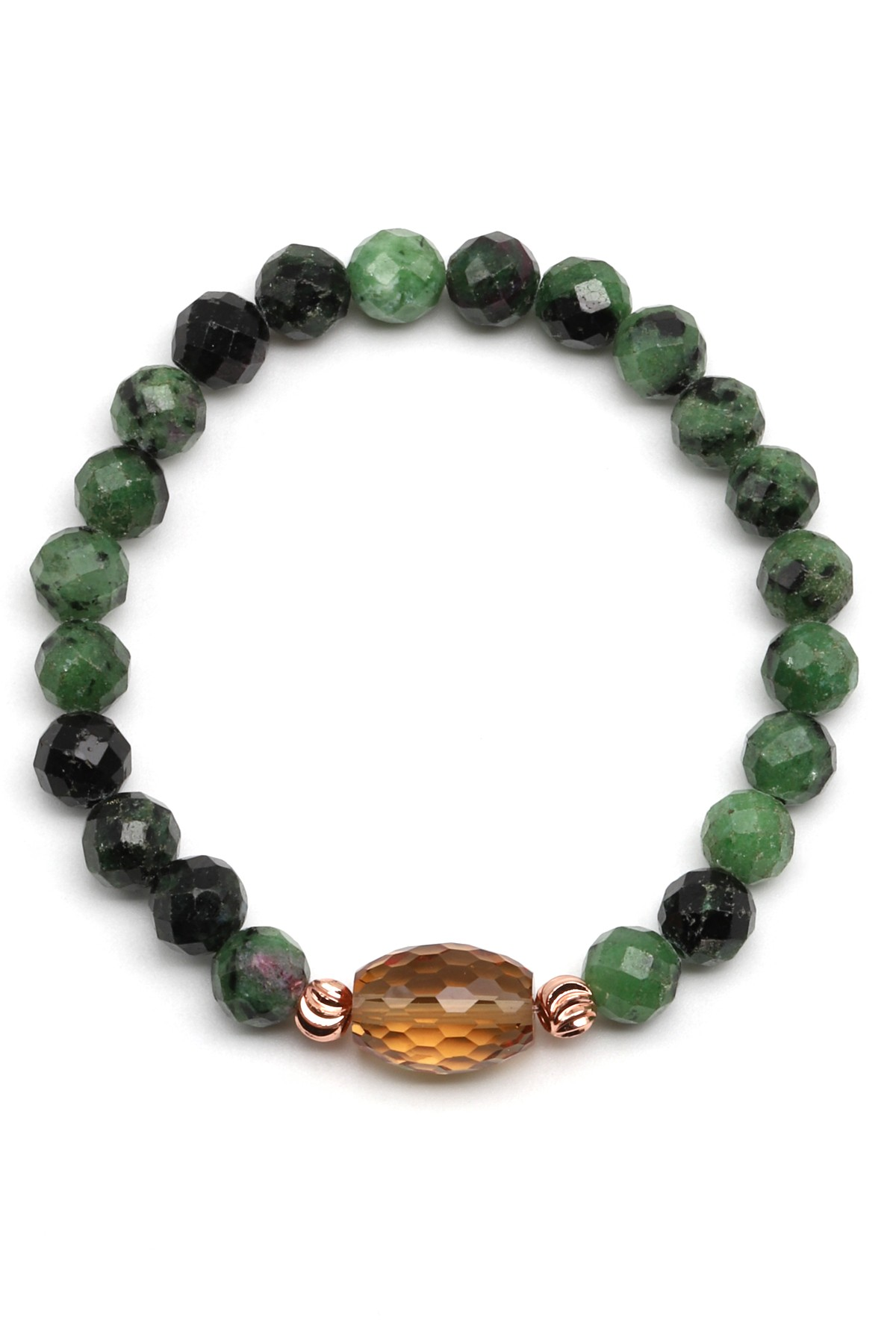 Zultanit-Anyolit Doğal Taş Bileklik 8 mm Fasetli Küre Kesim - BLK-2271