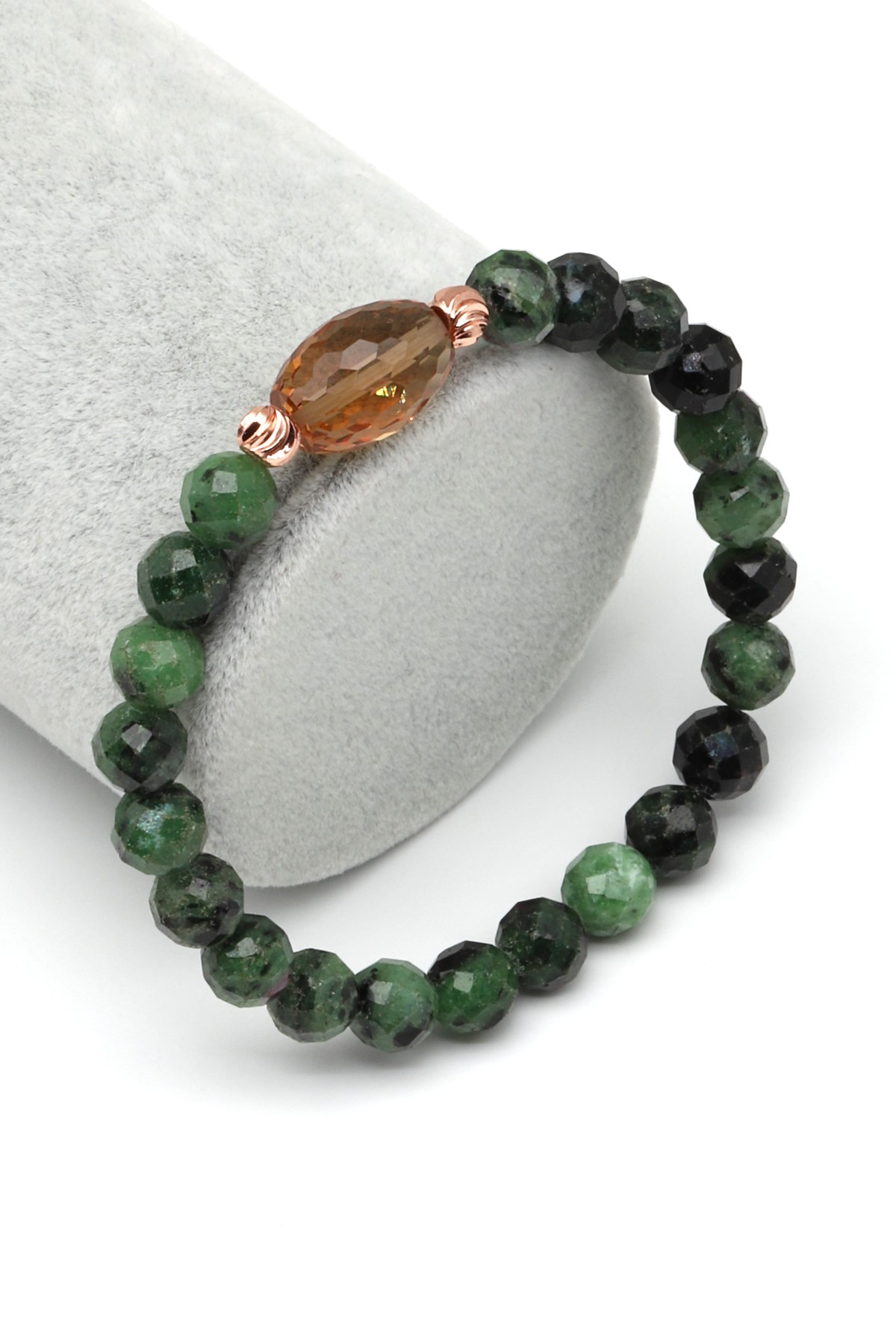 Zultanit-Anyolit Doğal Taş Bileklik 8 mm Fasetli Küre Kesim - BLK-2271