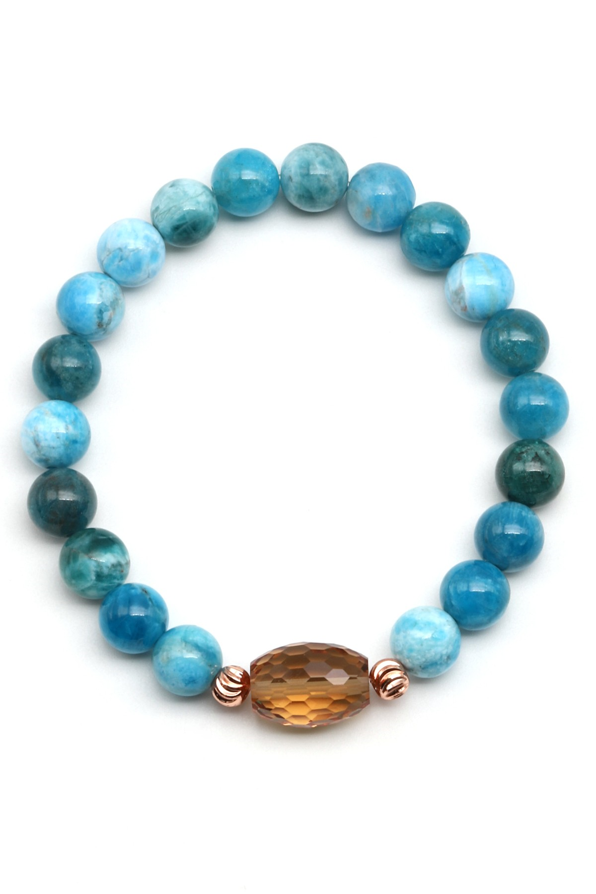 Zultanit-Apatit Doğal Taş Bileklik 8 mm Küre Kesim - BLK-2274