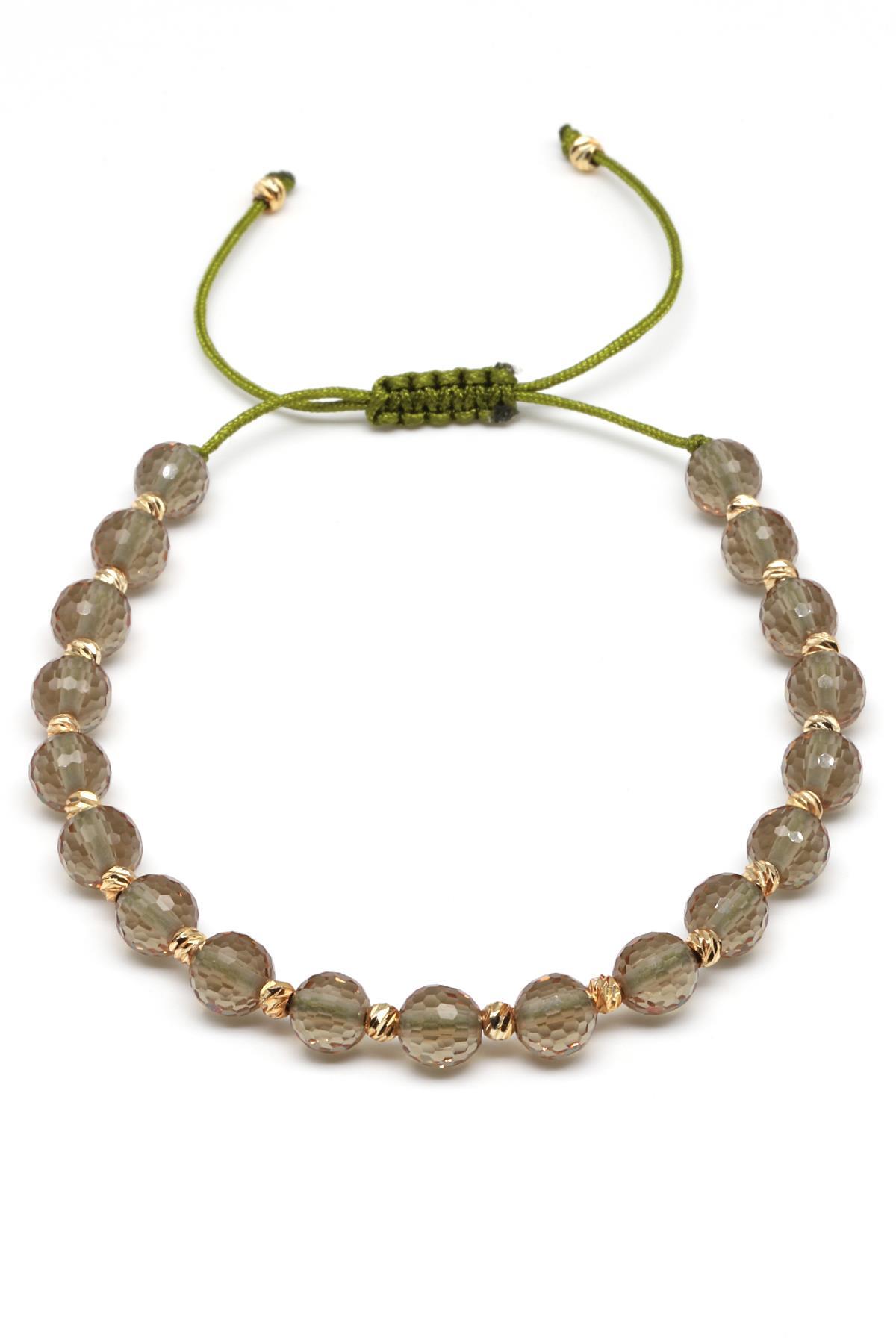 Zultanit Doğal Taş Makrome Örme Bileklik Küre Kesim