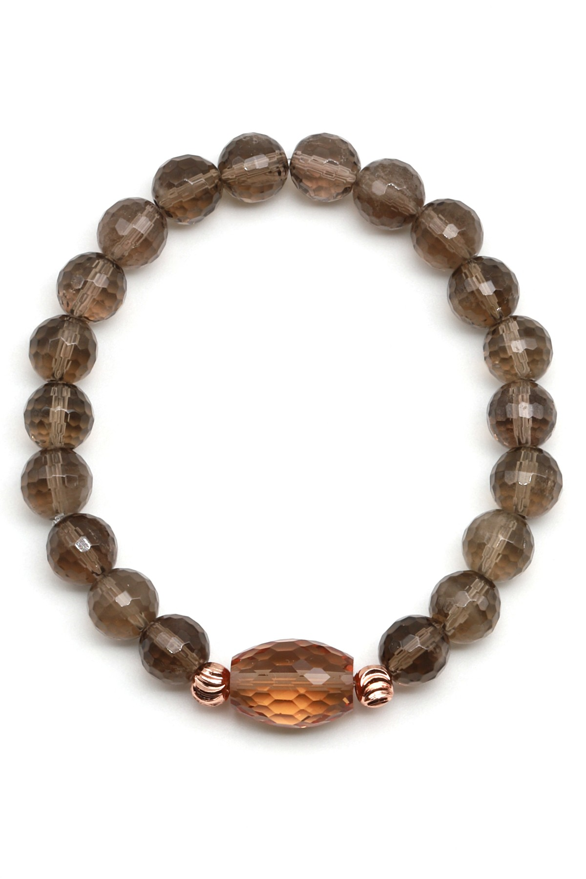 Zultanit-Dumanlı Kuvars Doğal Taş Bileklik 8 mm Fasetli Küre Kesim - BLK-2273