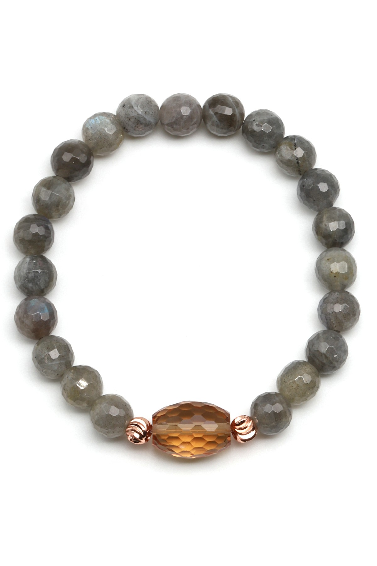 Zultanit-Labradorit Doğal Taş Bileklik 8 mm Fasetli Küre Kesim - BLK-2272