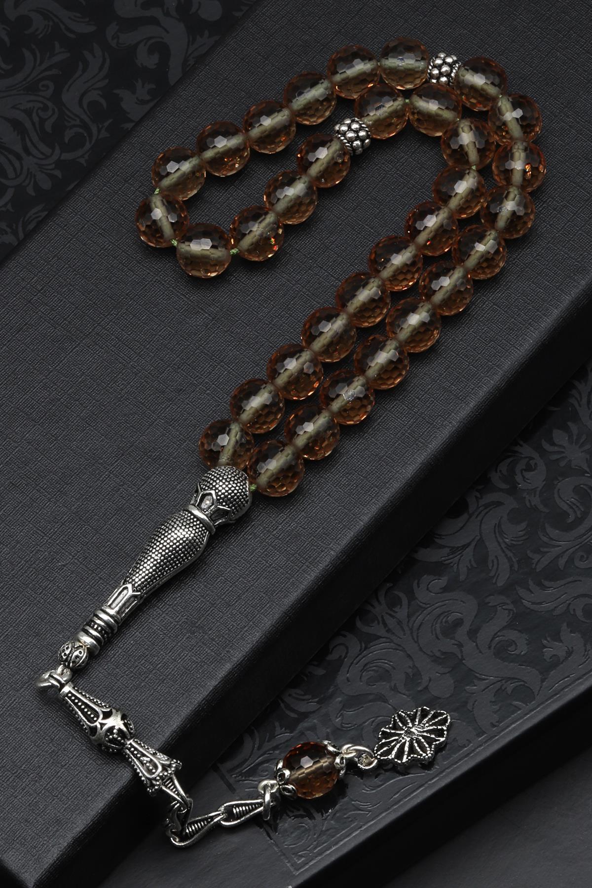 Zultanit Tesbih 8 mm 925 Ayar Gümüş Püsküllü Fasetli Küre Kesim