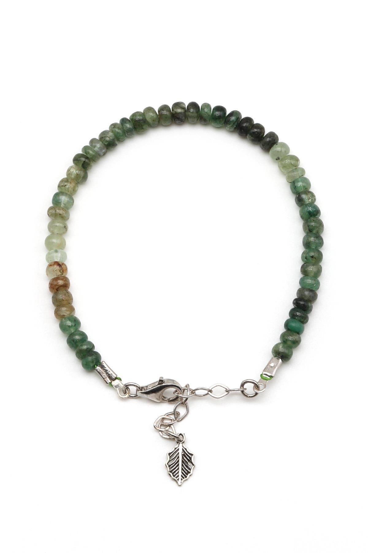 Zümrüt Doğal Taş 925 Ayar Gümüş Bileklik 