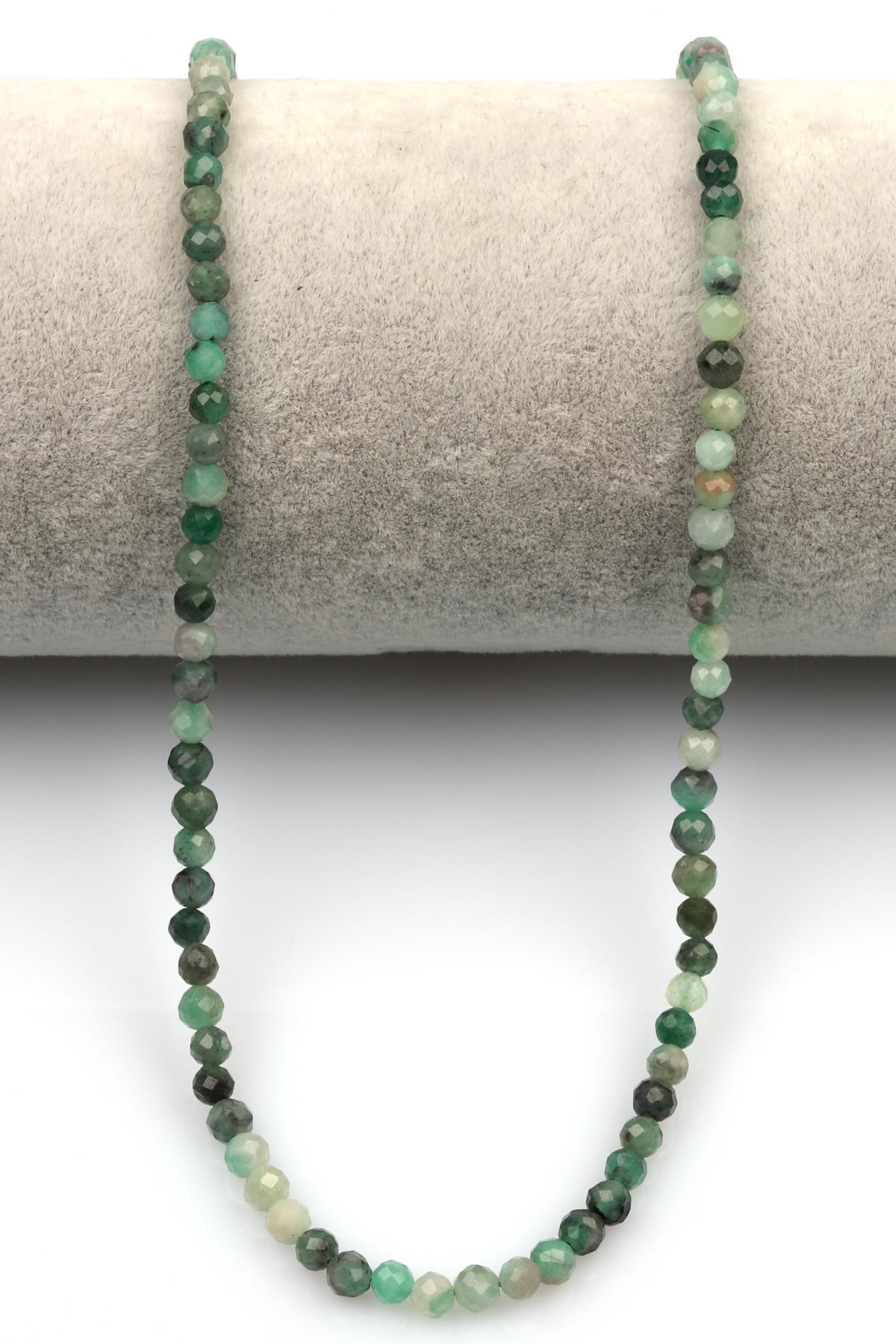 Zümrüt Doğal Taş Dizi 4 mm Fasetli Küre Kesim