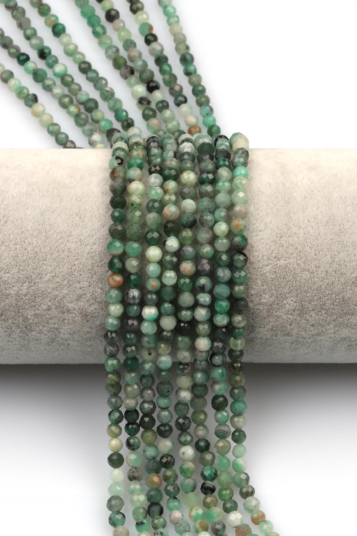 Zümrüt Doğal Taş Dizi 4 mm Fasetli Küre Kesim