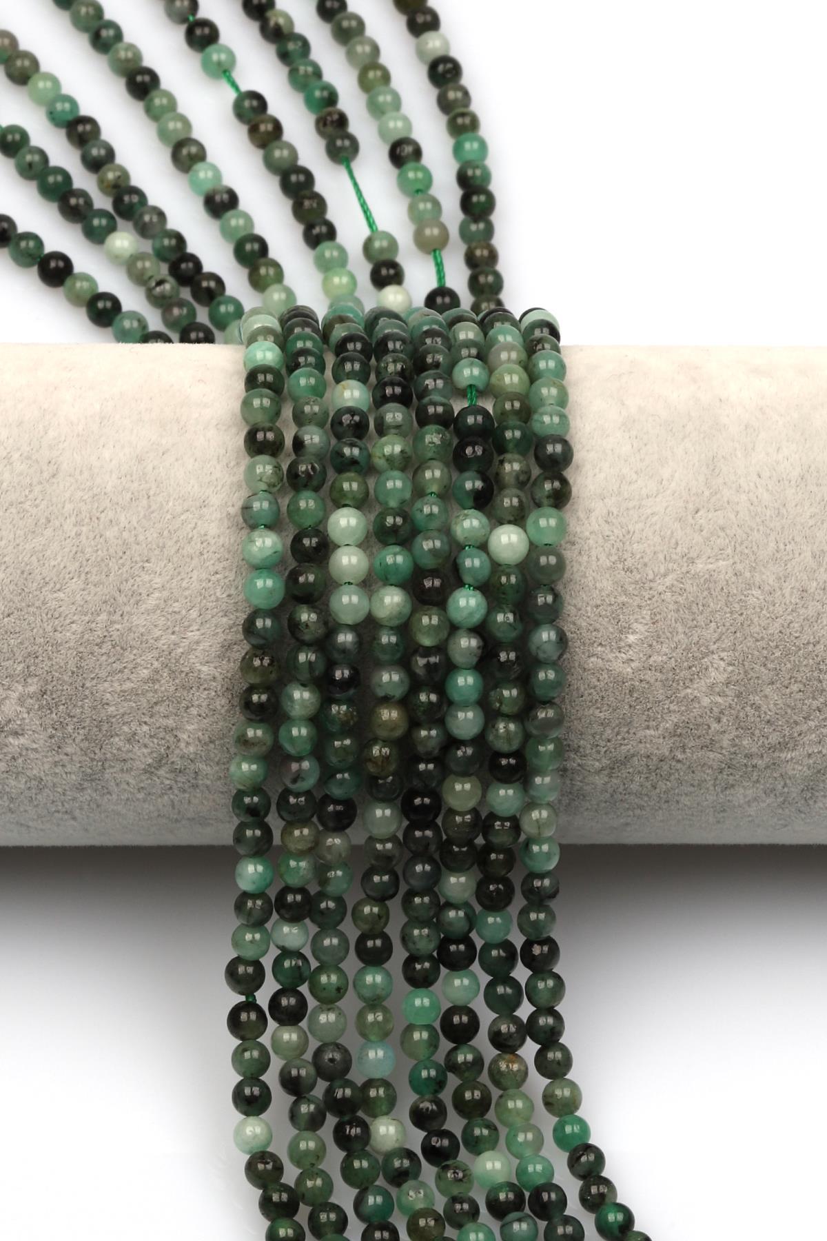 Zümrüt Doğal Taş Dizi 4 mm Küre Kesim