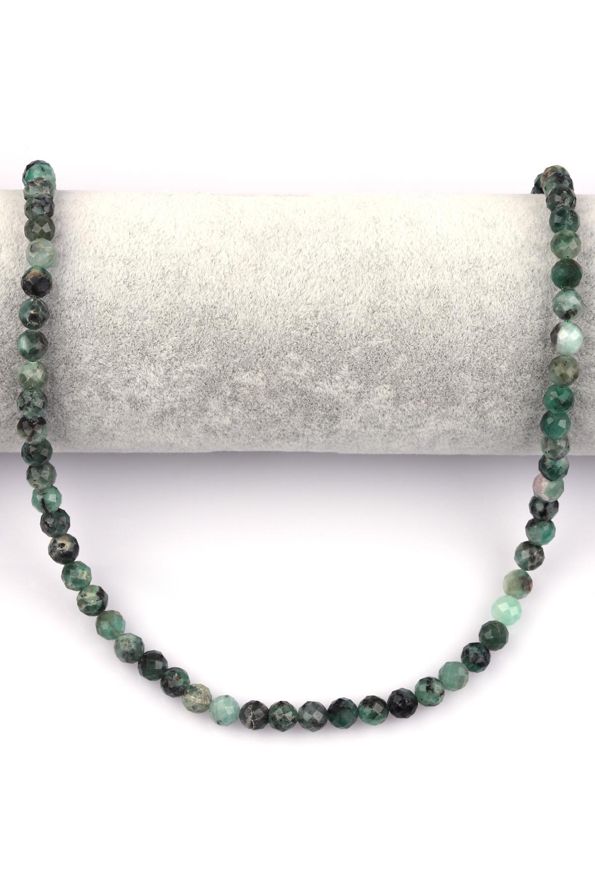 Zümrüt Doğal Taş Dizi 6 mm Fasetli Küre Kesim