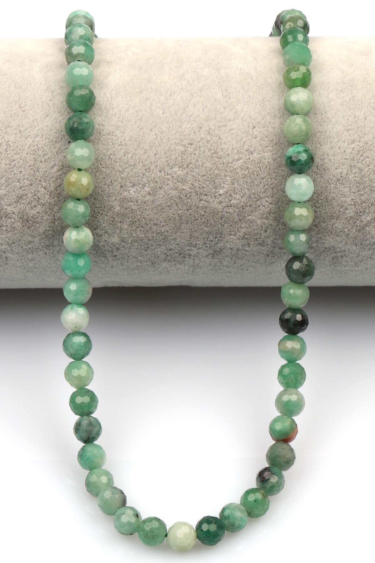 Zümrüt Doğal Taş Dizi 6 mm Fasetli Küre Kesim