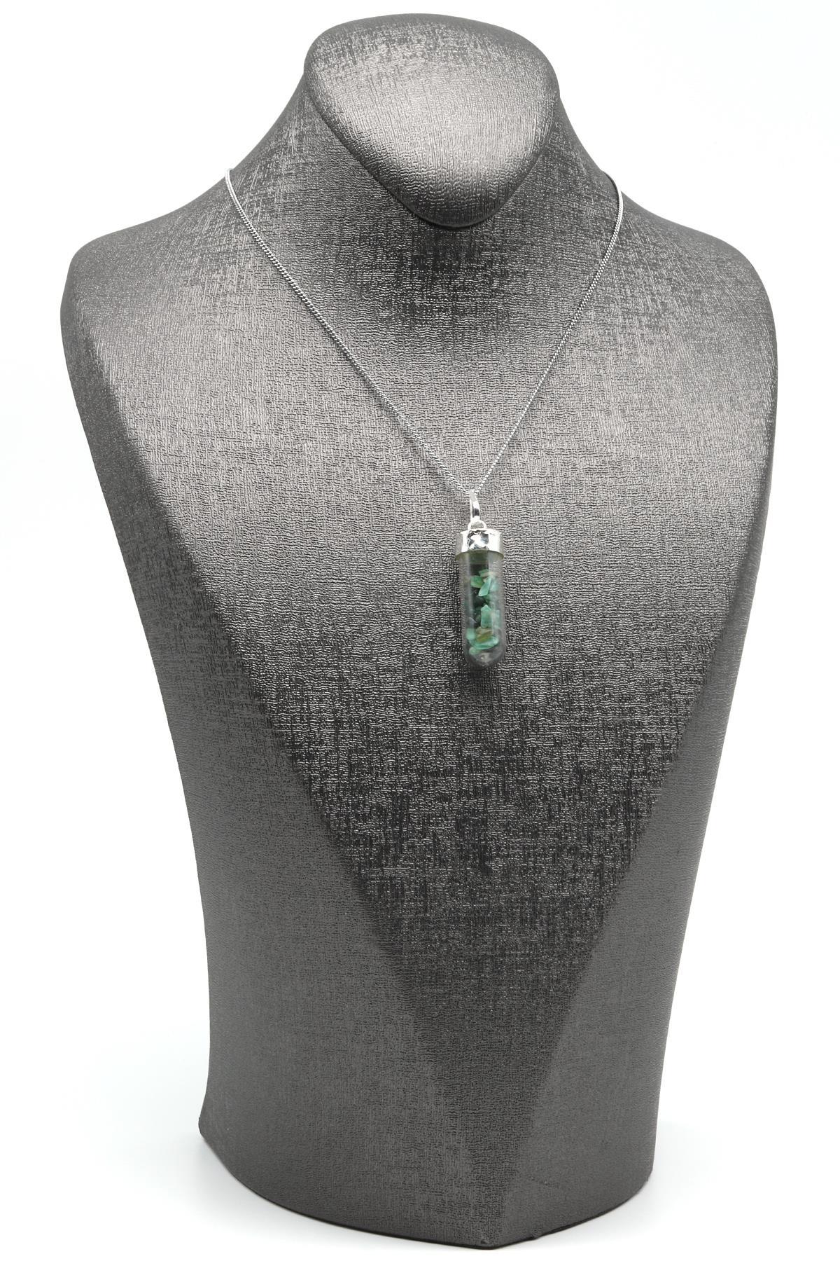 Zümrüt Doğal Taş Tüp Şişe Kolye