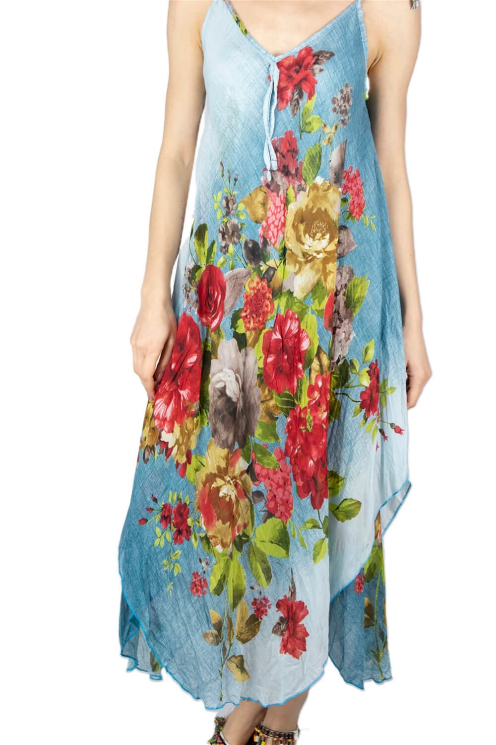 Afrodit Vual Elbise Buz Mavi