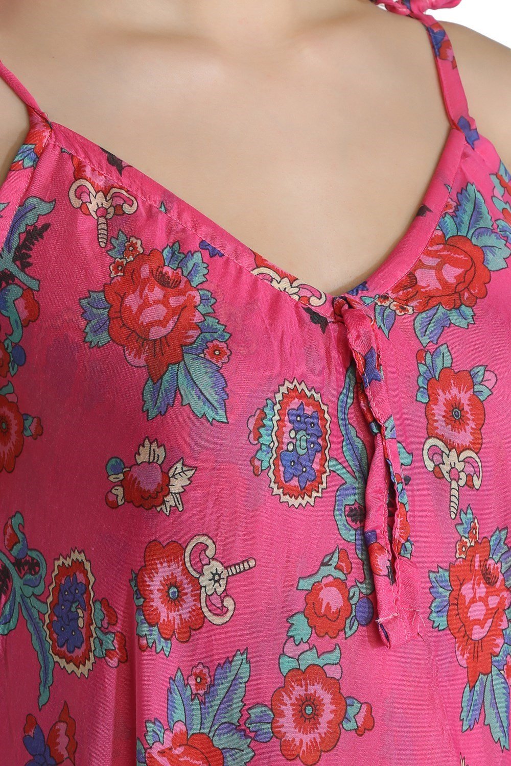 Afrodit Vual Elbise Gül Desen Pembe