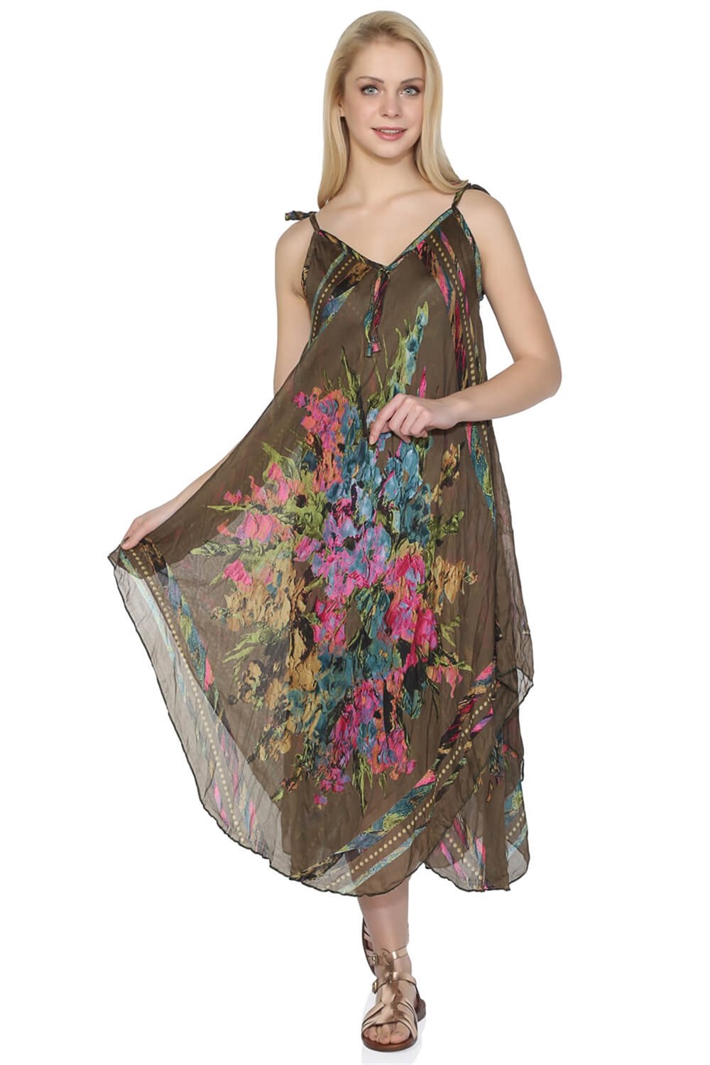 Afrodit Vual Elbise Haki