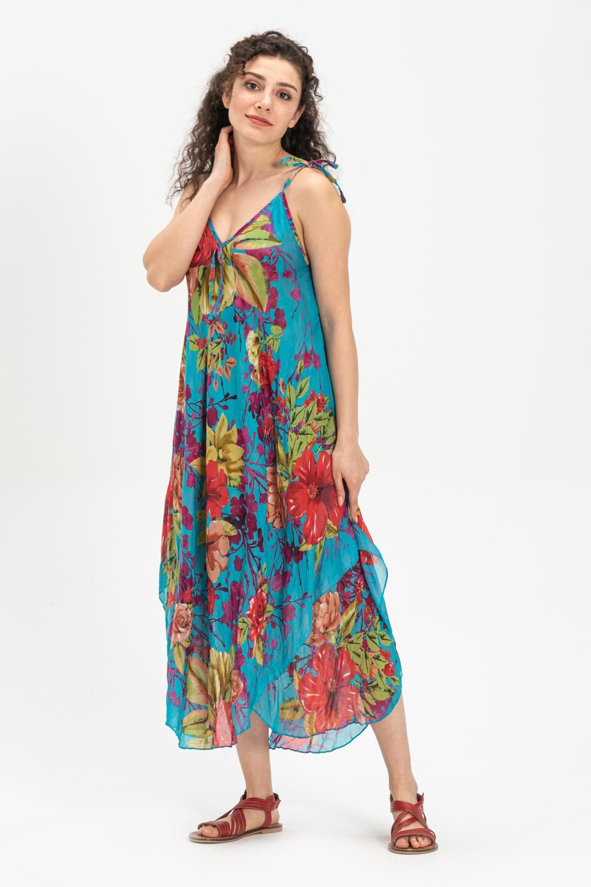 Afrodit Vual Elbise Turkuaz