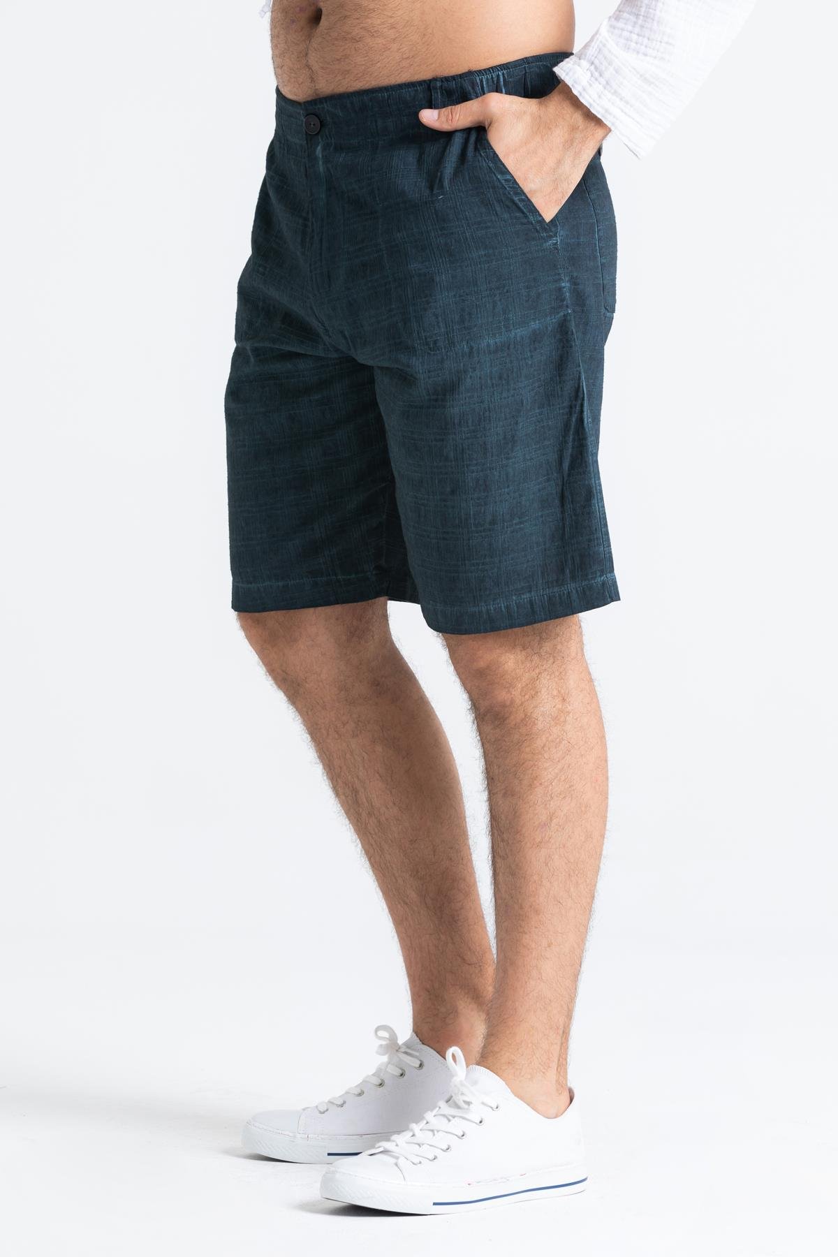 Akdeniz Şile Bezi Cepli Erkek Şort Yeşil 9014