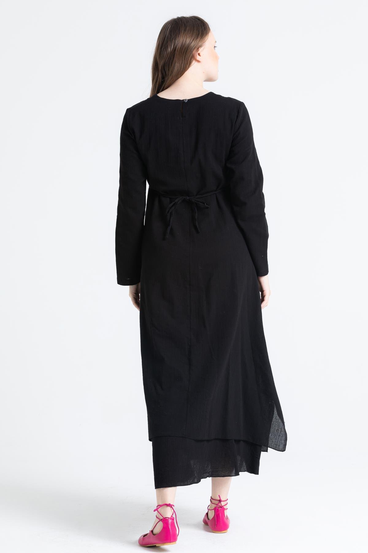 Antik Uzun Kol Elbise Siyah Syh