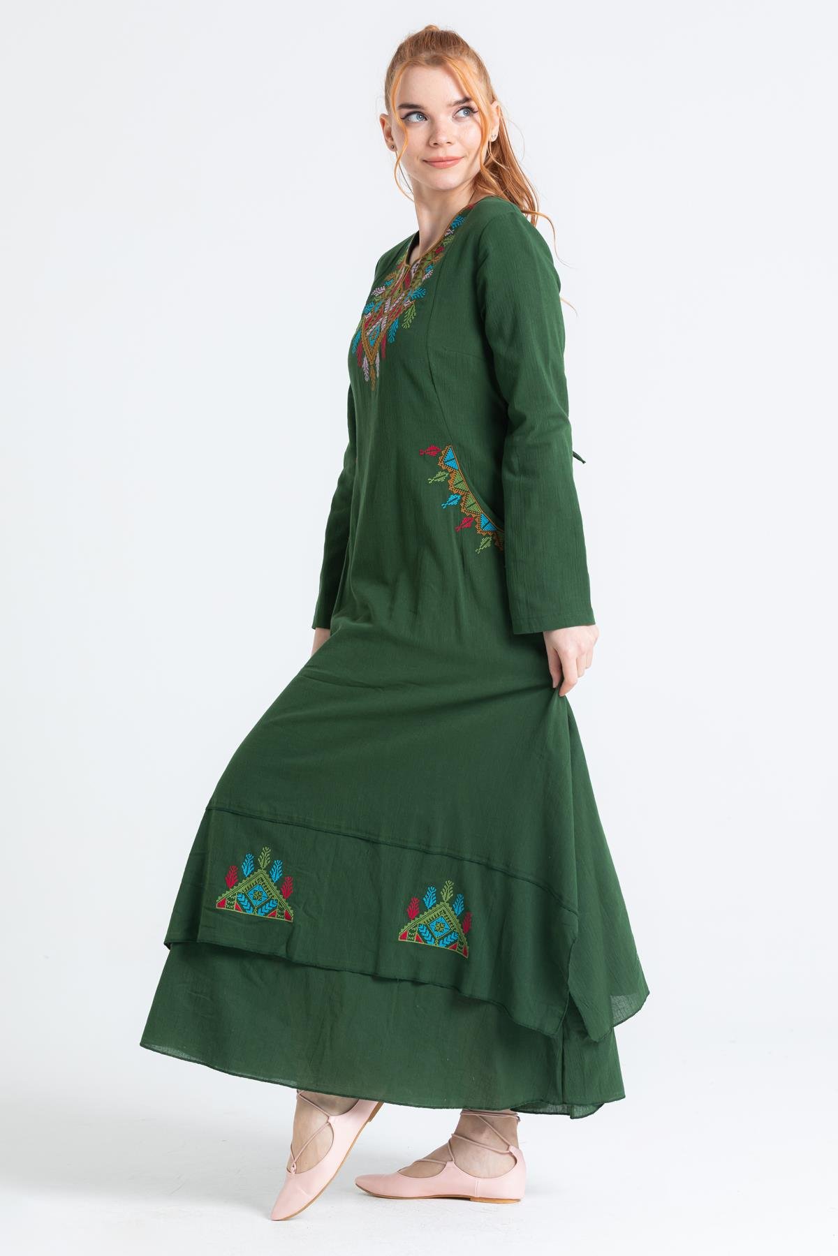 Antik Uzun Kol Elbise Yeşil Ysl