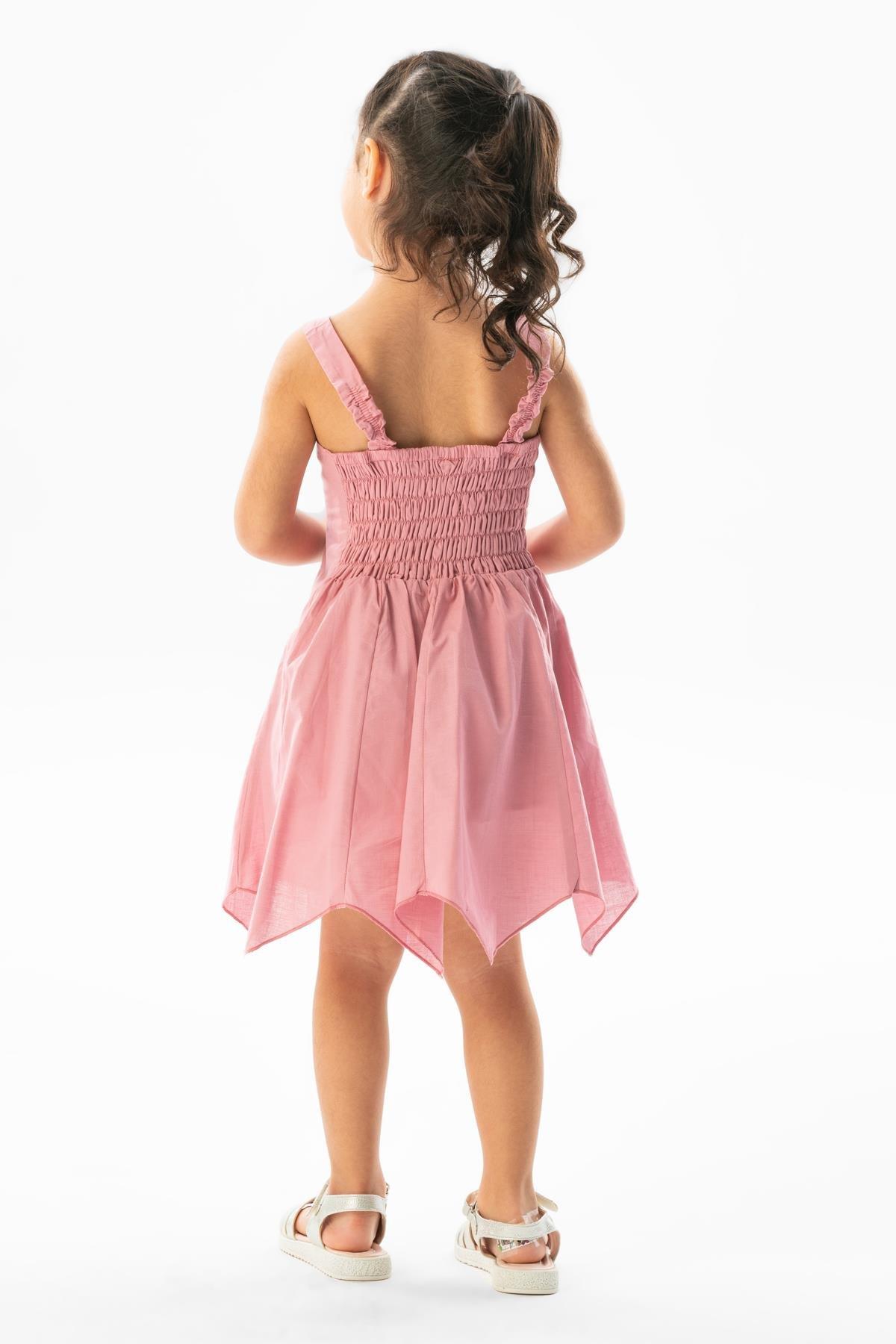 Askılı Vual Emel Yazlık Çocuk Elbise Gül Kurusu Gkrs