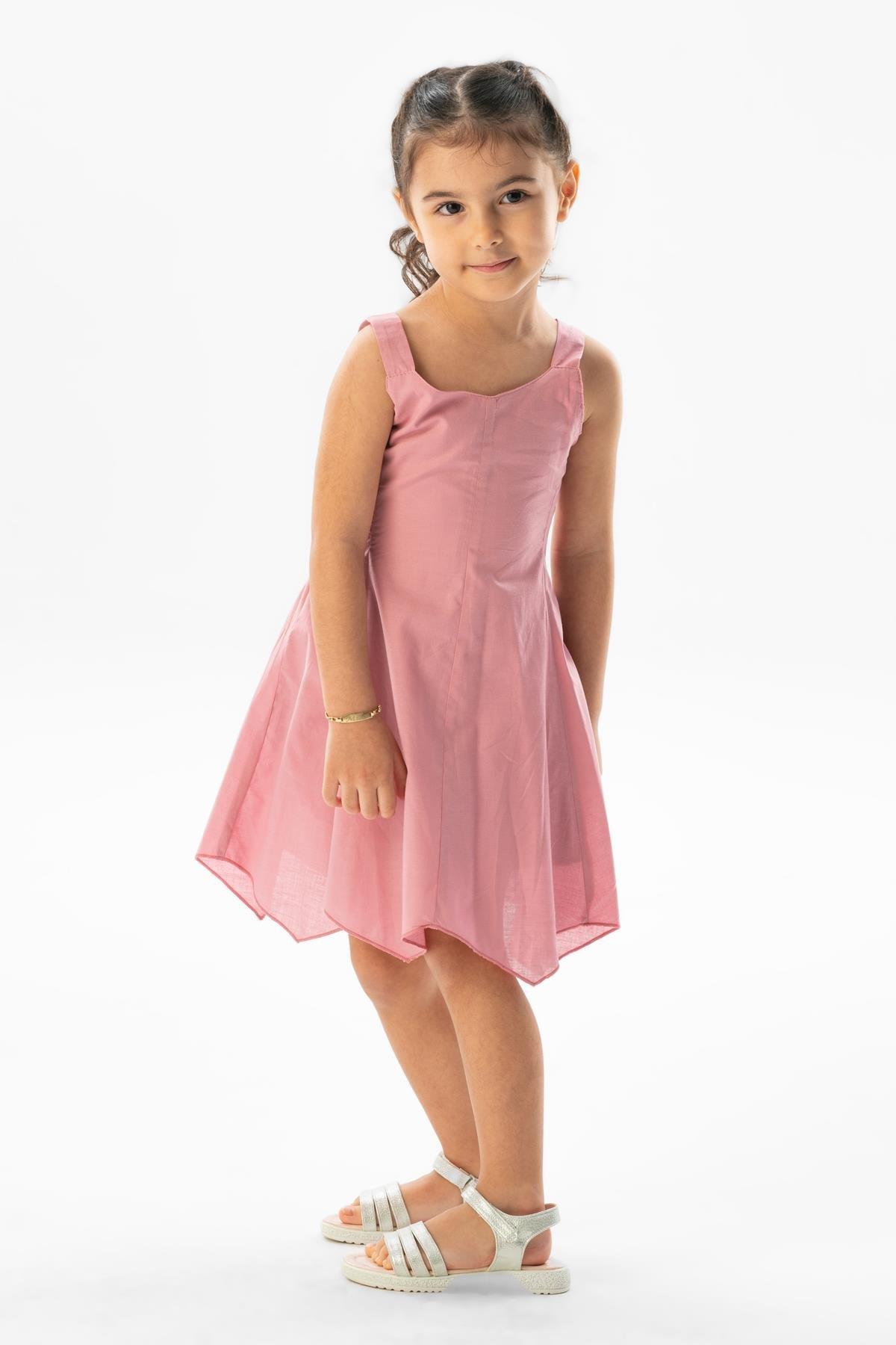 Askılı Vual Emel Yazlık Çocuk Elbise Gül Kurusu Gkrs