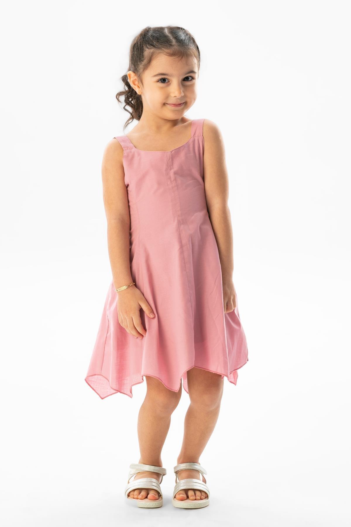 Askılı Vual Emel Yazlık Çocuk Elbise Gül Kurusu Gkrs