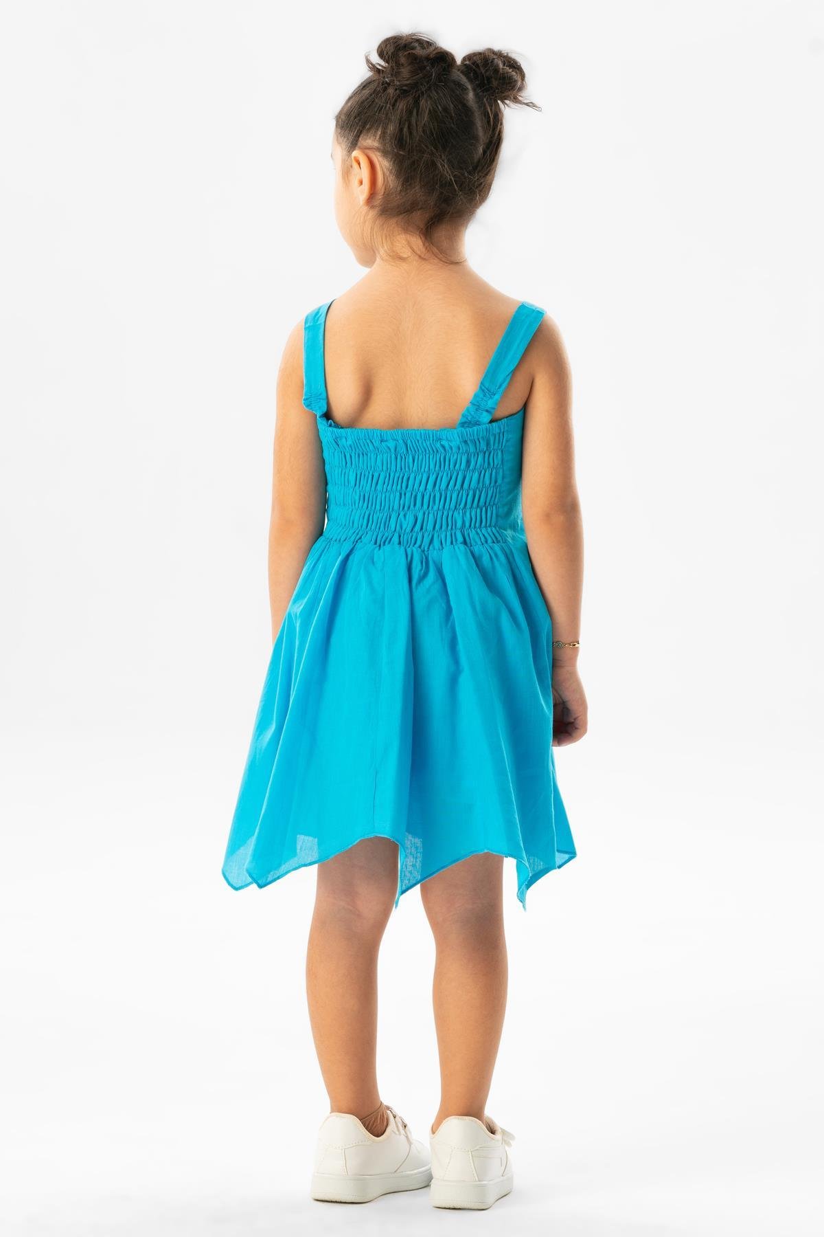 Askılı Vual Emel Yazlık Çocuk Elbise Turkuaz Trkz