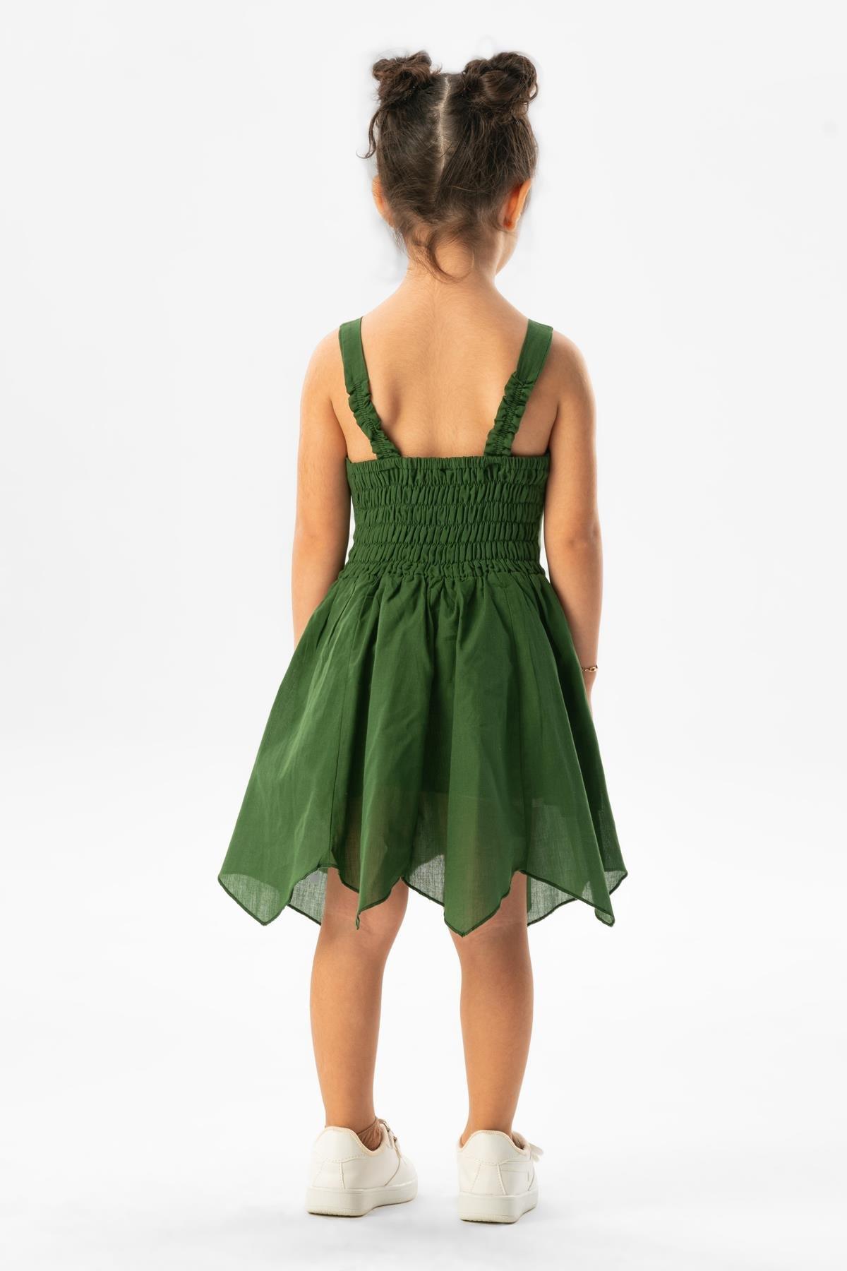Askılı Vual Emel Yazlık Çocuk Elbise Yeşil Ysl