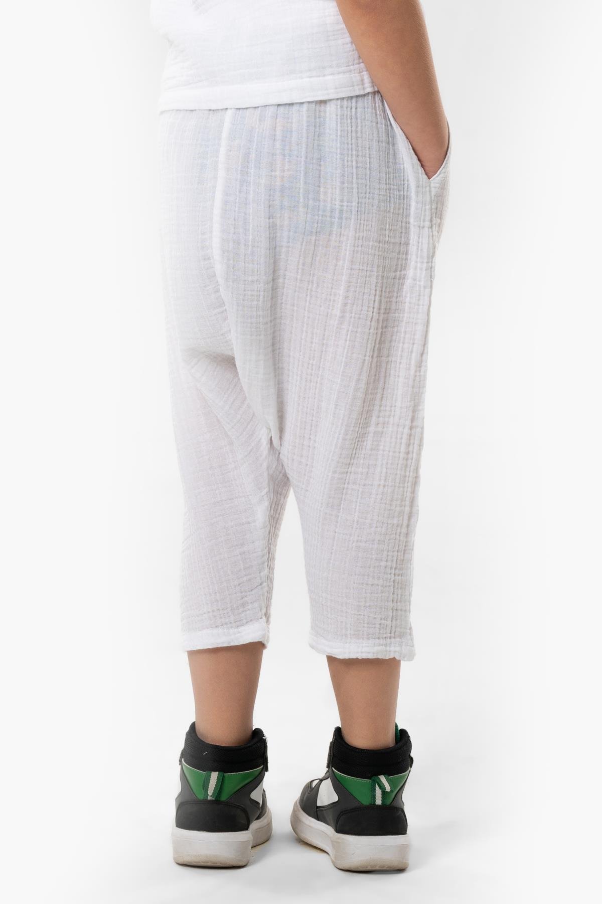 Batı Yazlık Müslin Çocuk Şalvar Beyaz Byz