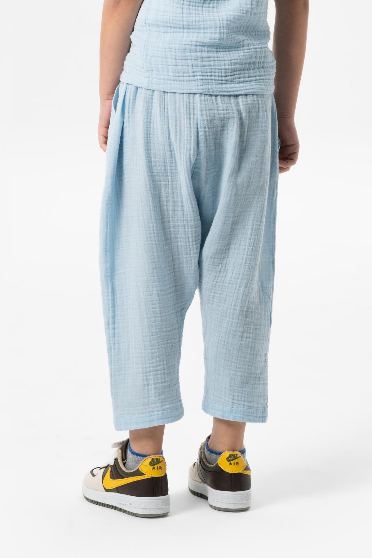 Batı Yazlık Müslin Çocuk Şalvar Buz Mavi Bmv