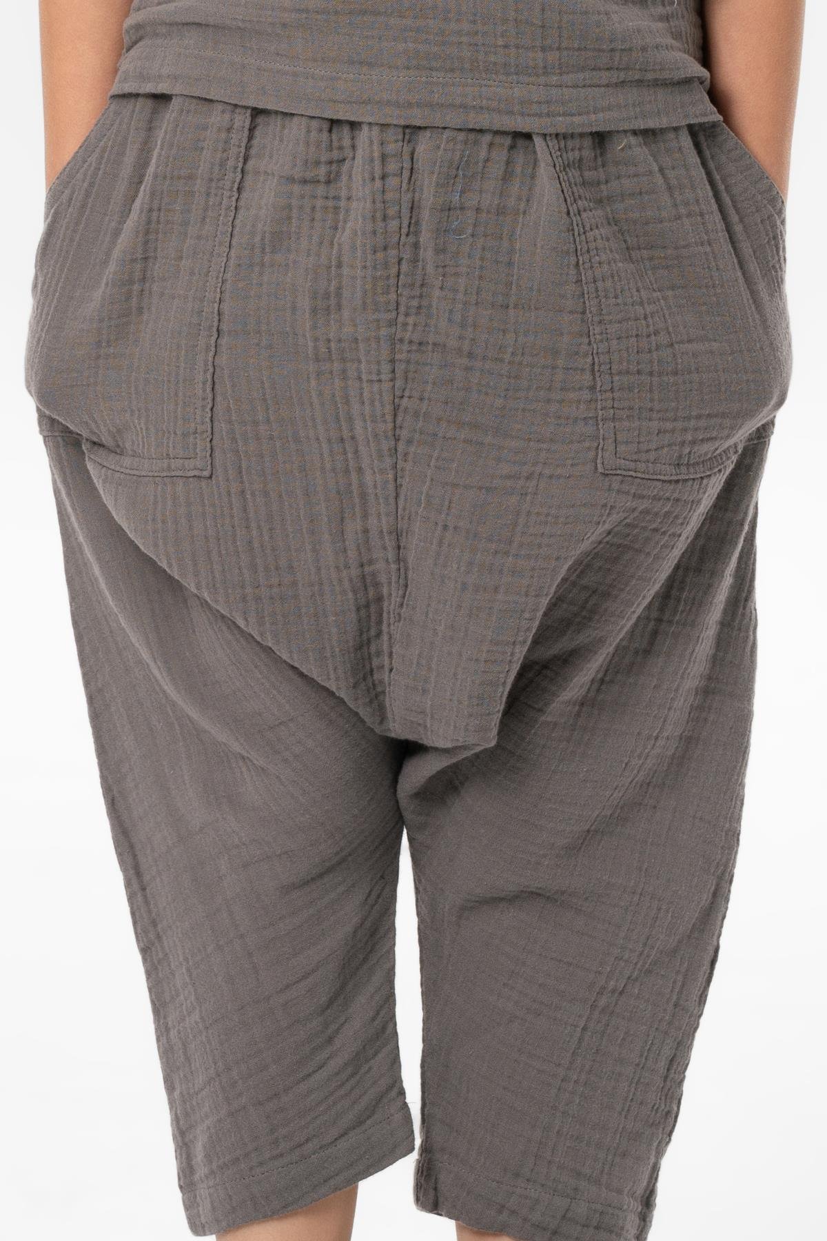 Batı Yazlık Müslin Çocuk Şalvar Gri Gri