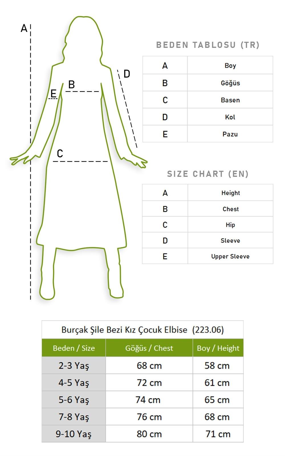 Burçak Şile Bezi Kız Çocuk Elbise Petrol Ptrl