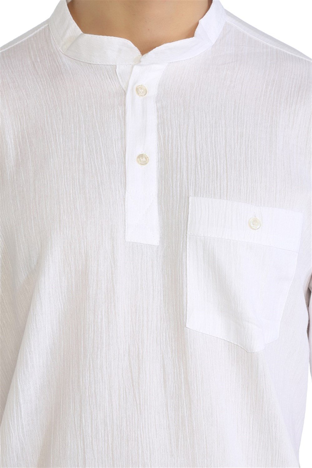 Büyük Beden Şile Bezi Kısa Kol Hakim Yaka Erkek Tshirt Beyaz 3001