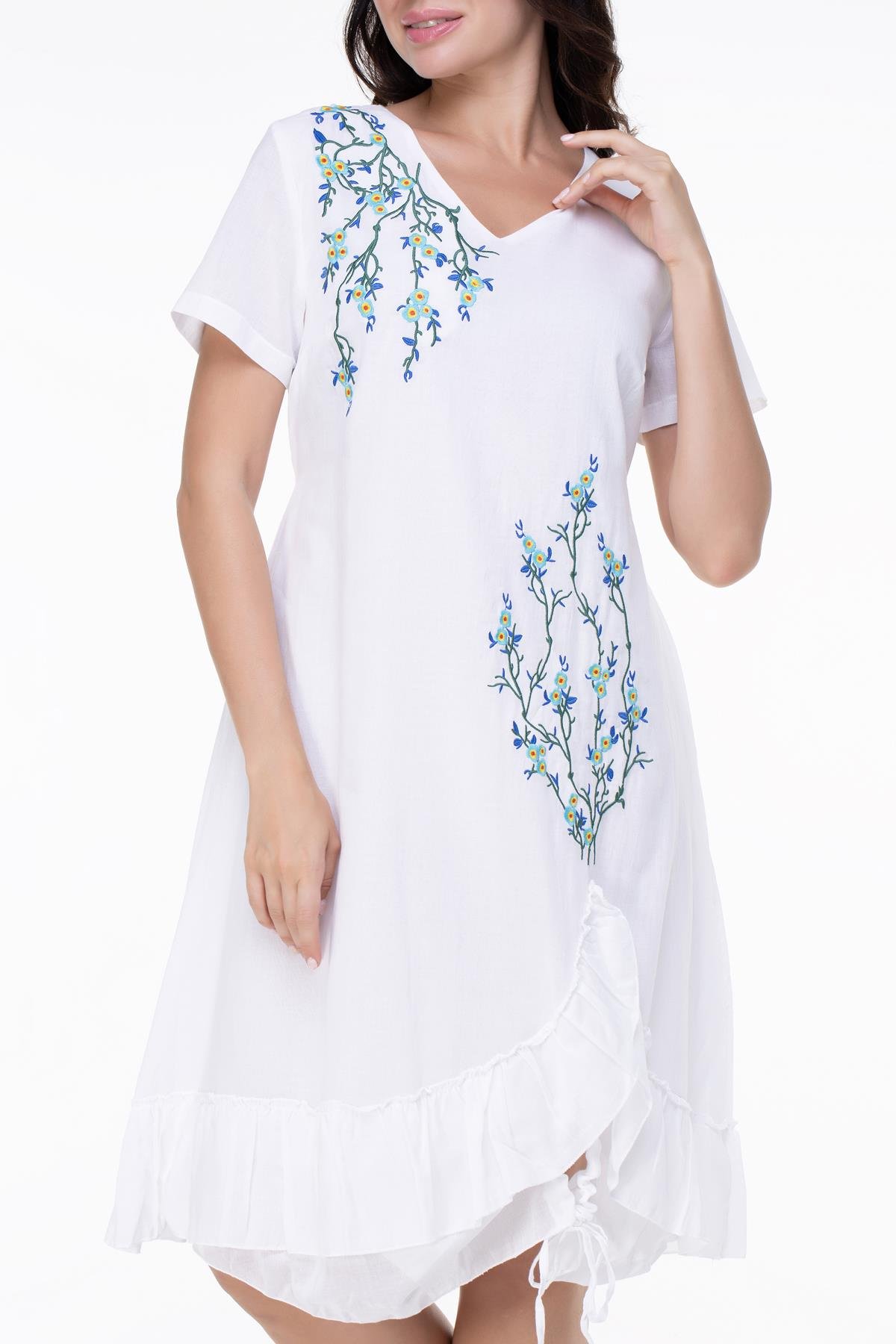 Candan Kısa Kol Elbise Beyaz Byz