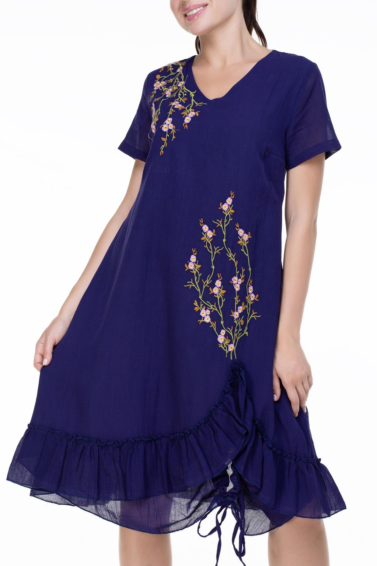 Candan Kısa Kol Elbise Mor Mor