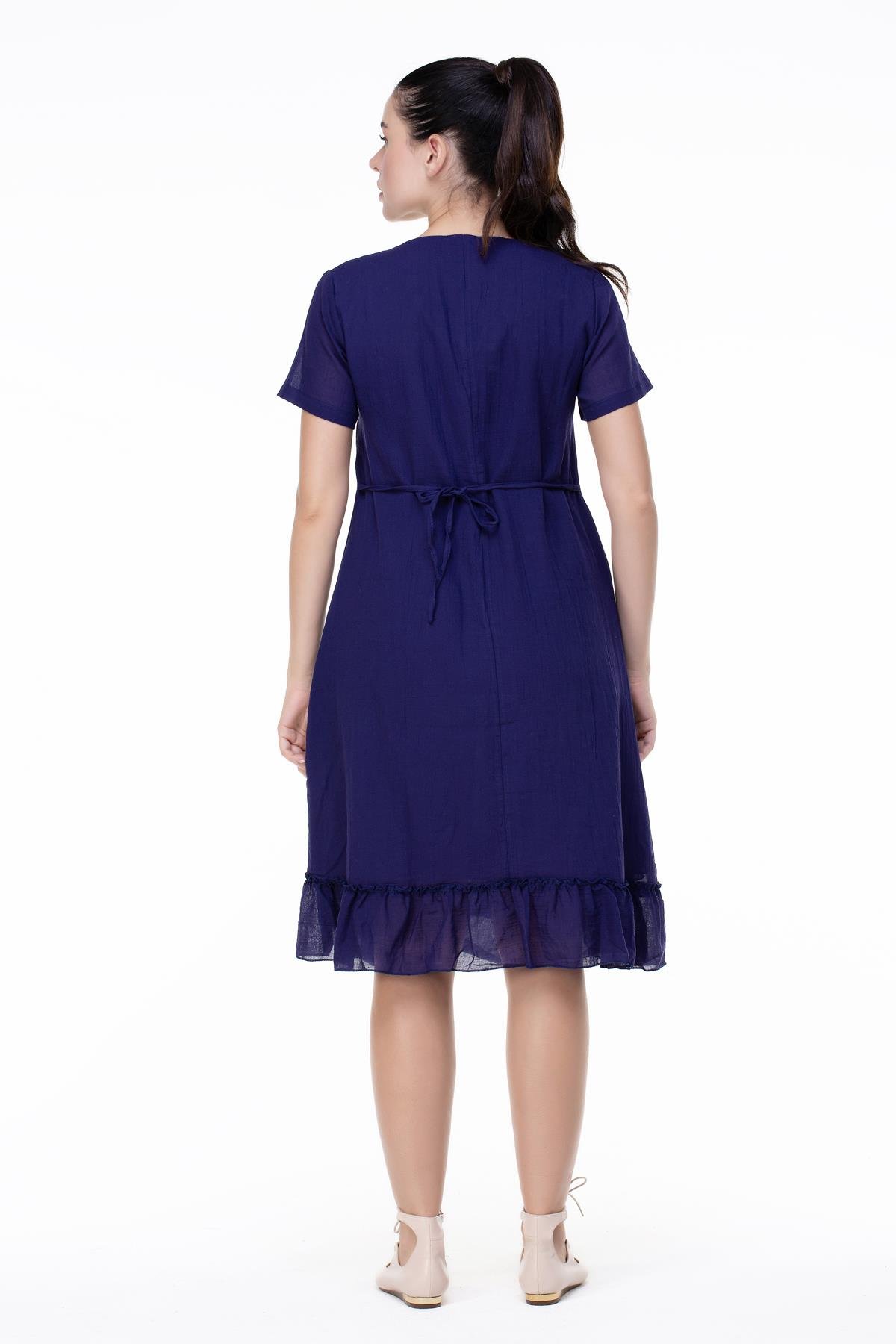 Candan Kısa Kol Elbise Mor Mor