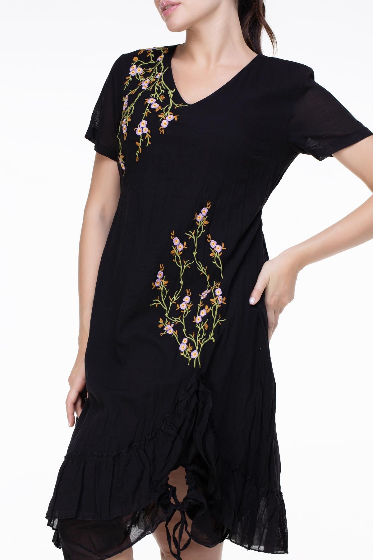 Candan Kısa Kol Elbise Siyah Syh