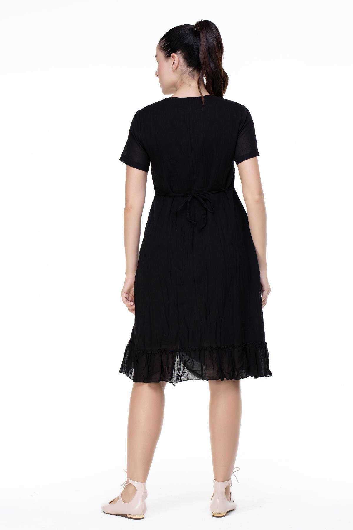 Candan Kısa Kol Elbise Siyah Syh