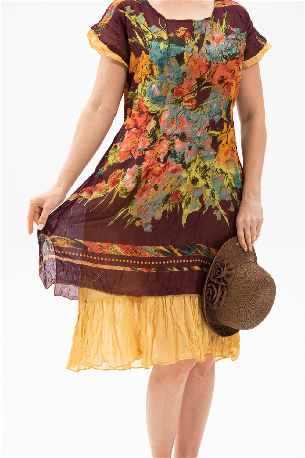 Defne Vual Elbise Koyu Bordo