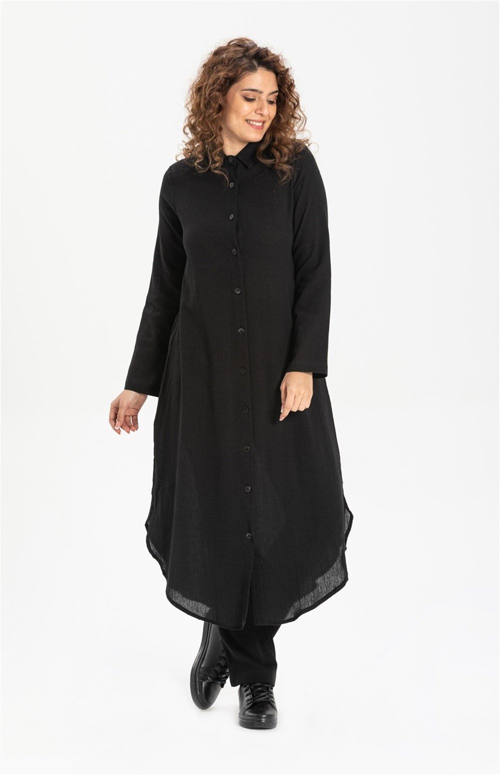 Edanur Şile Bezi Tunik Siyah Syh