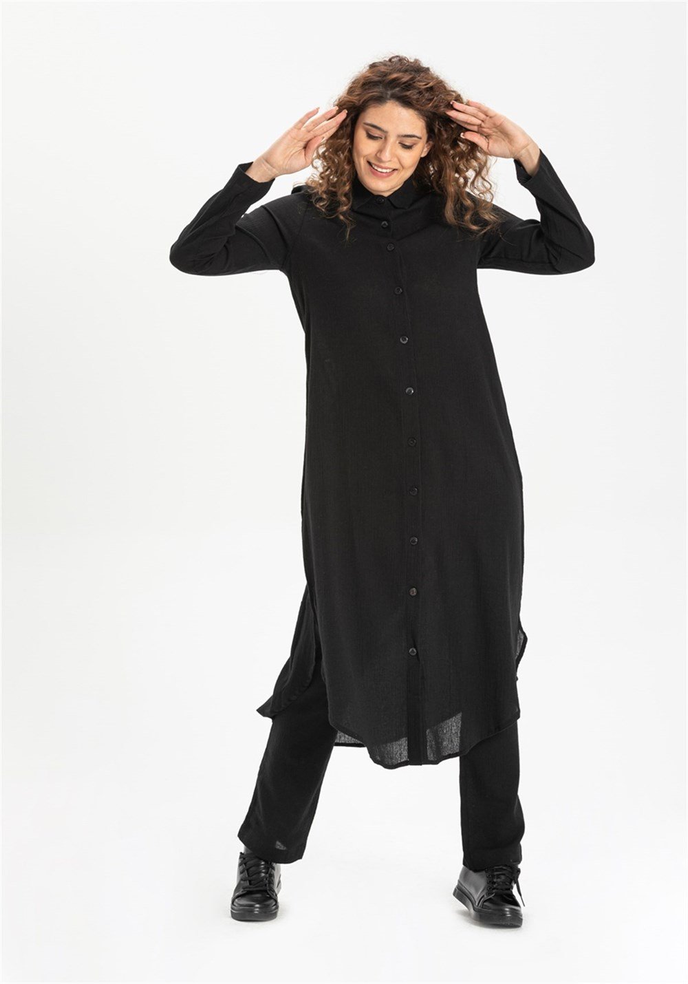 Edanur Şile Bezi Tunik Siyah Syh