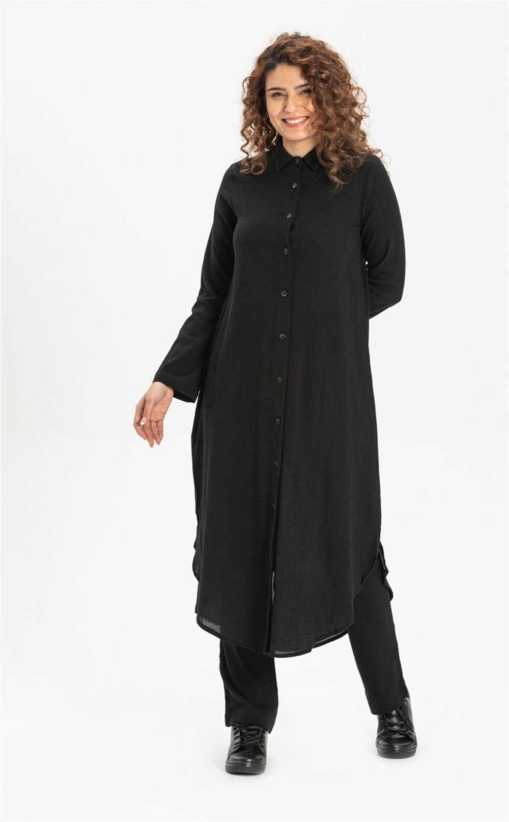 Edanur Şile Bezi Tunik Siyah Syh
