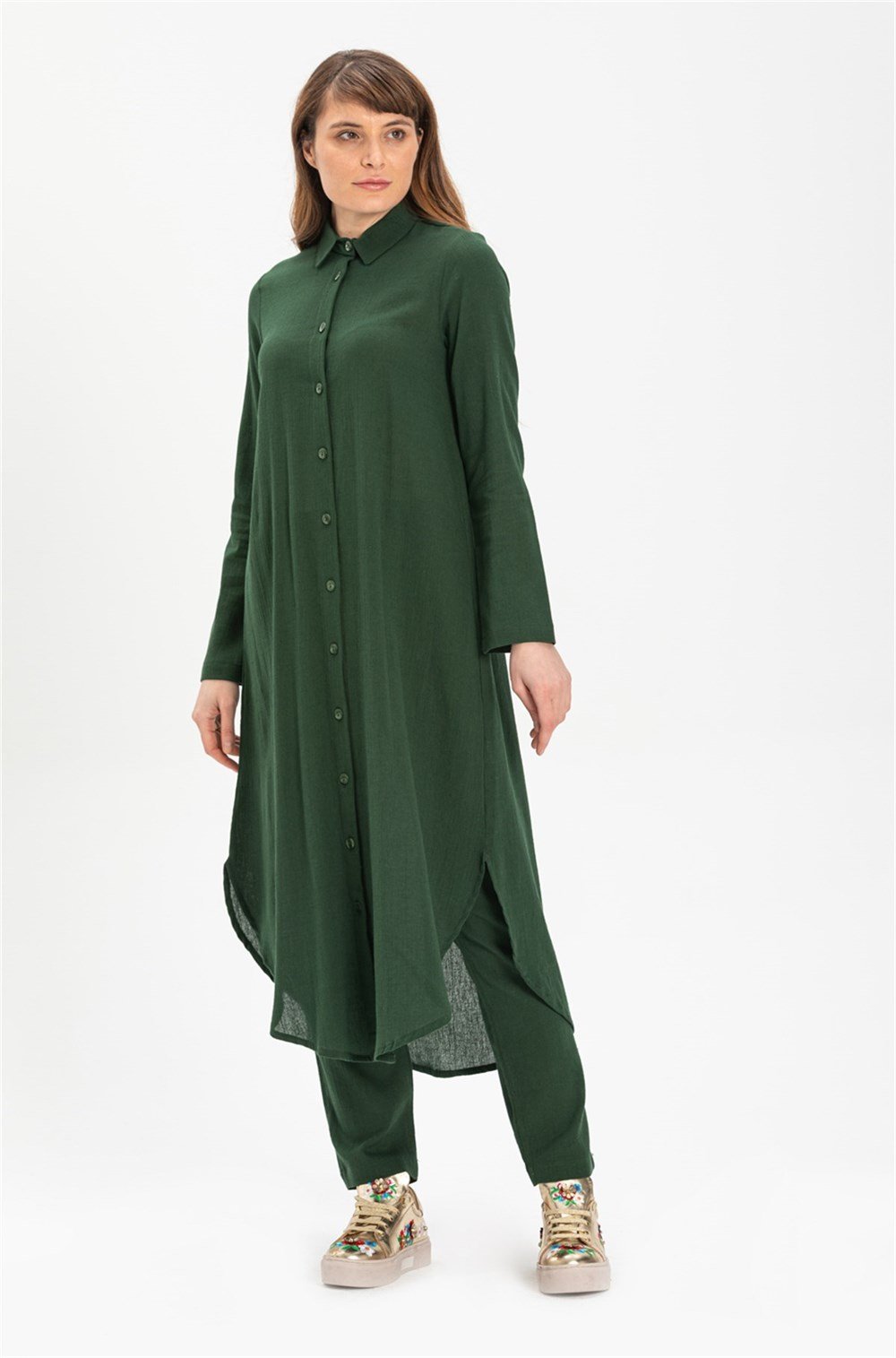 Edanur Şile Bezi Tunik Yeşil Ysl