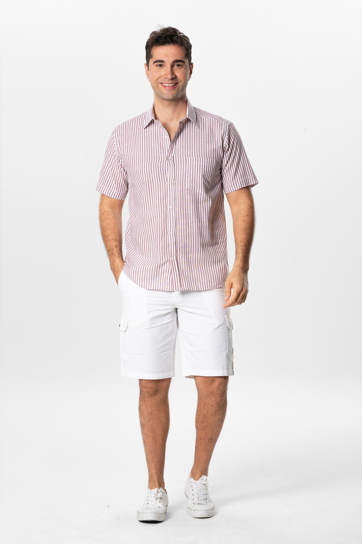 Ege Gabardin Kargo Cepli Şort Beyaz Byz