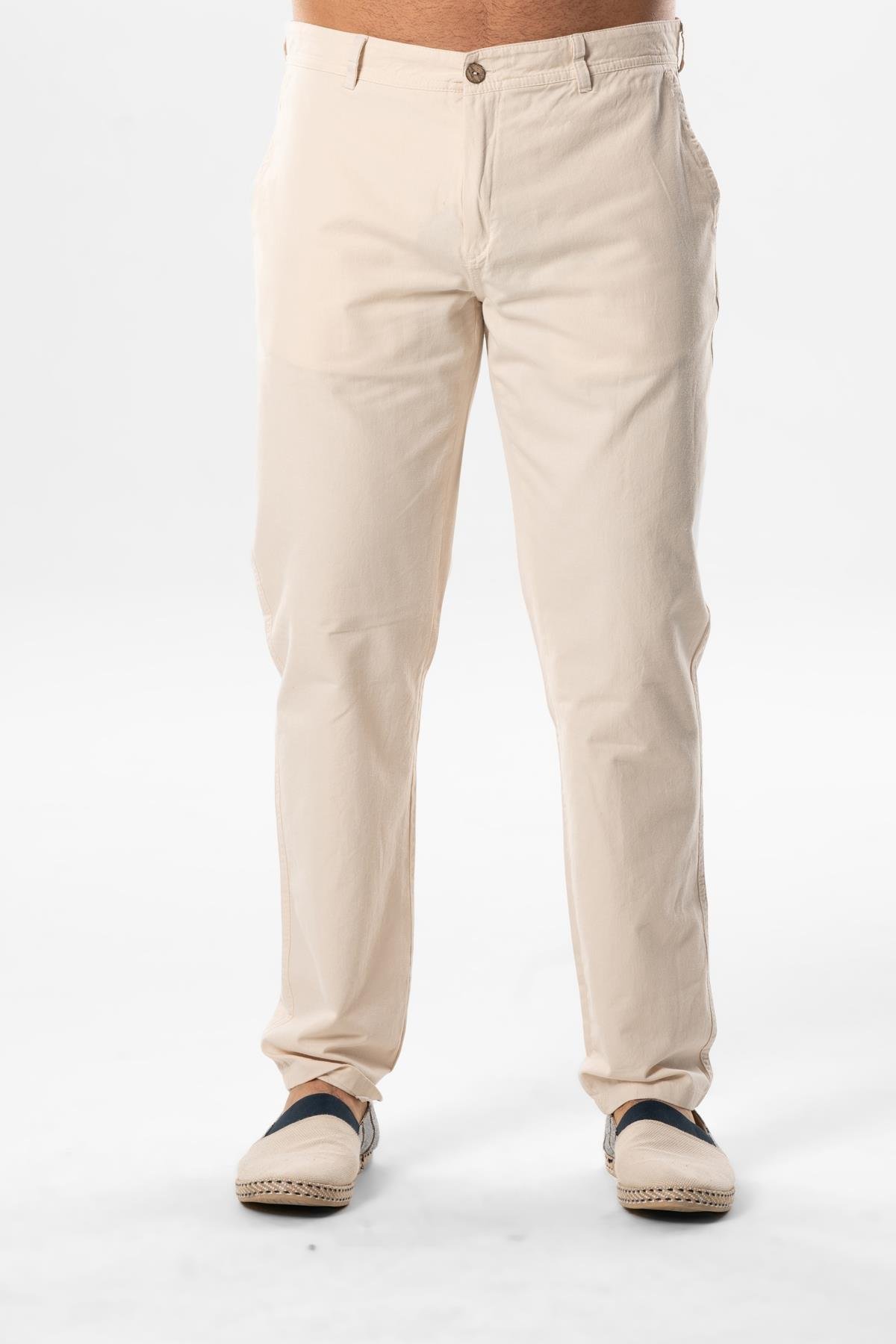 Gabardin Erkek Pantolon Krem Krm