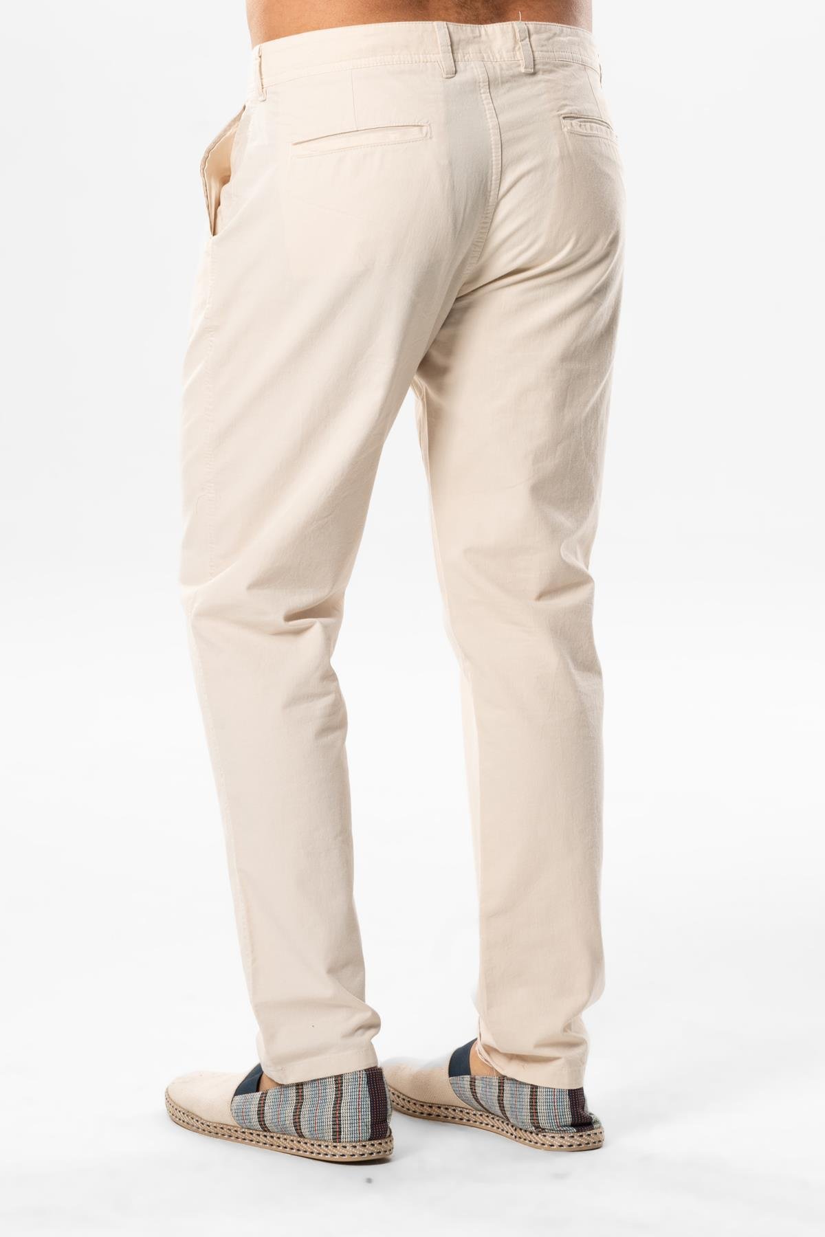 Gabardin Erkek Pantolon Krem Krm