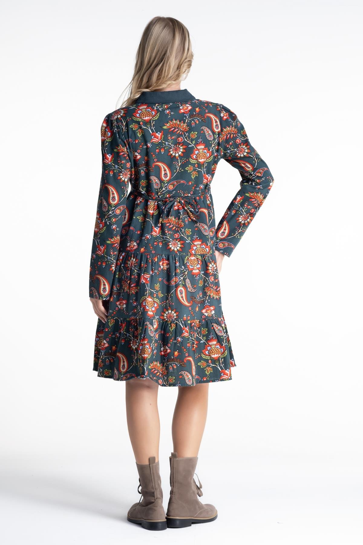 Güz Velvetin Elbise Petrol Ptrl