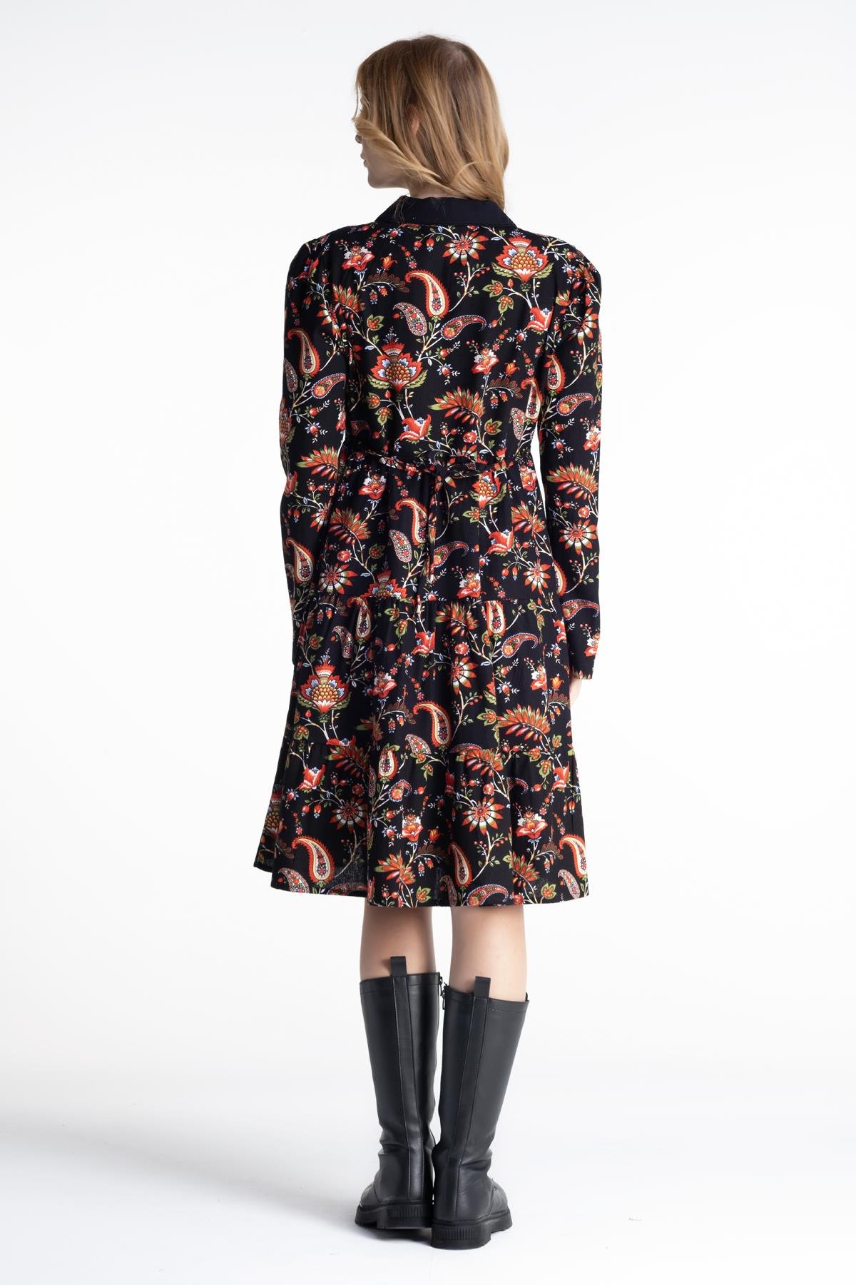 Güz Velvetin Elbise Siyah Syh